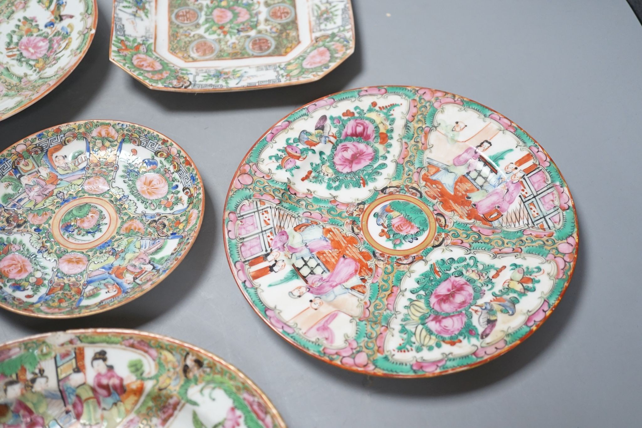 A group of Canton famille rose dishes